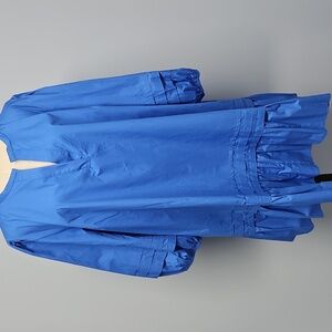 Sugarlips Curve Velma Ruffle Balloon Sleeve Shift Dress: Cobalt: Size- 2X